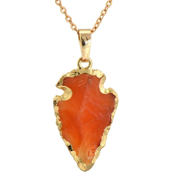 XBage Natural Orange Agate Gemstone Rock Healing Crystal Arrow Shape Pendant Necklace4742