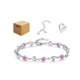 thumbnail image 1 of Pulseras Brazaletes Corazón Para Mujeres Regalos Plata 925 Rosas  Belug Rosa, Plateado, 1 of 5