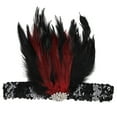 thumbnail image 4 of Bandeau Flapper Plume Noire Bandeau Strass Accessoires de Tête Cocktail pour Femmes Bandeau pour Femmes Rouge, 4 of 4