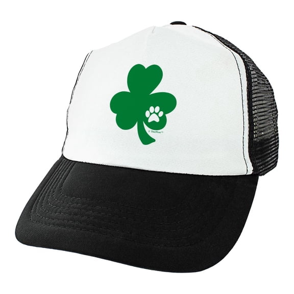 ThisWear St Patricks Day Accessories Cat or Dog Paw Print Lucky Shamrock Hat Cat Dog Lover Hats Trucker Hat