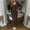 Brown, variant on Women Round Neck Long Dress Casual Loose Party Dresses with Cardigan Coat Set (Yellow L)