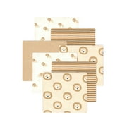 Little Treasure Hudson Baby Cotton Poly Flannel Receiving Blankets 7-Pack, Brown Brave Lion, 30x30 inches