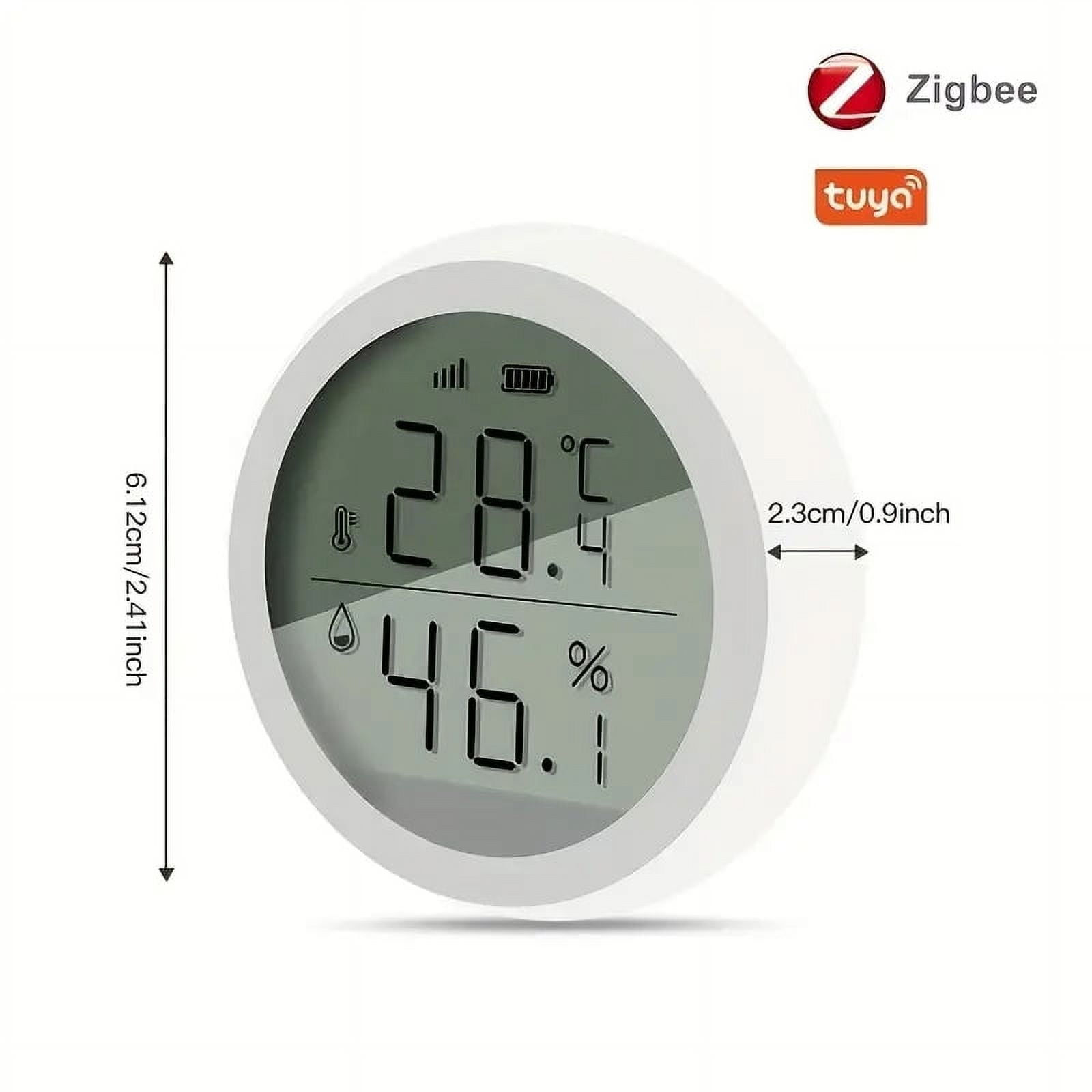ZigBee 3.0 Thermometer Hygrometer Sensor with APP Alerts Tuya Smart Indoor Temperature and Humidity Monitor for Home