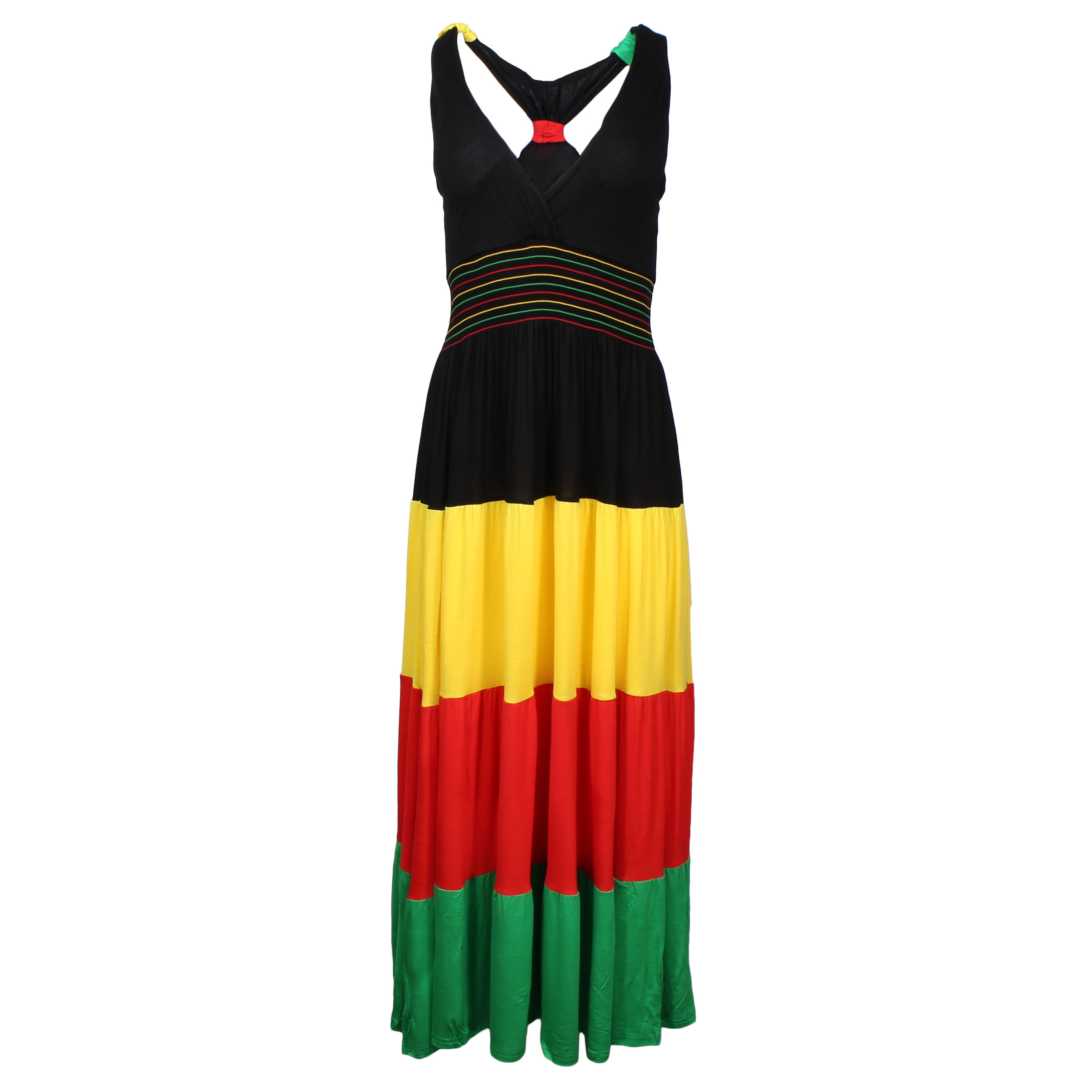 AQUA BLUE Womens Jamaican Raggae Long Dress (Rasta, XLarge)