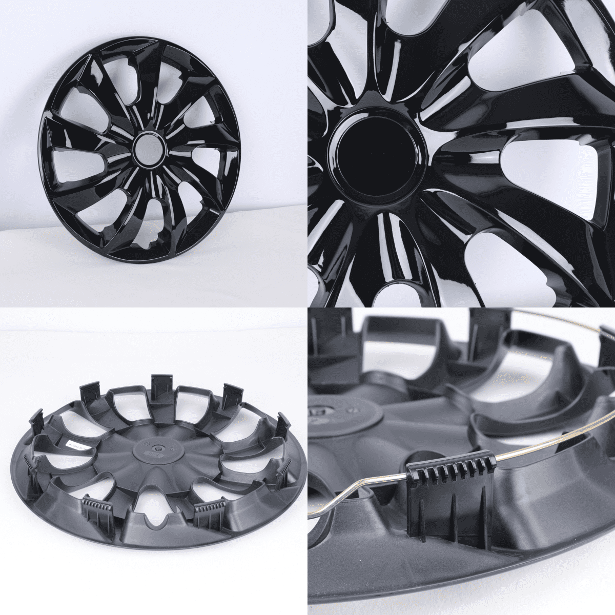 15" Black Hubcaps/Wheel Covers for Most Cars,Set of 4 Snap on Car Truck SUV Hub Cap,ABS&PC Material