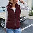 thumbnail image 4 of (clearance)IDALL Zip Up Jackets for Women Sweater Vest Women Girl Plush Warm Light Stand Up Collar Sleeveless Zipper Vest Warm Vest Tops Coats for Women's Outerwear Vests Red M, 4 of 4
