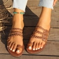 thumbnail image 5 of HomeDM Women's Flat Sandals Strappy Dressy Toe Ring Slip-On Summer Beach Walking Sandals, Brown Size 9, 5 of 9
