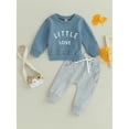 thumbnail image 2 of Bagilaanoe 2PCS Toddler Baby Boy Long Pants Set Letter Print Long Sleeve Sweatshirt Pullover Tops + Sweatpants 6M 12M 18M 24M 3T Kids Casual Sweatsuits, 2 of 8