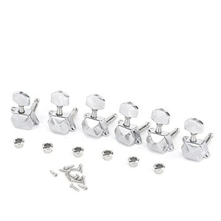 Musiclily Pro 6 in Line Guitar Semi Closed Tuners Machine Heads Tuning Pegs Keys Set for Electric Guitar,Chrome
