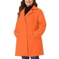 thumbnail image 5 of Agnes Orinda Women's Plus Size Winter Coats Notched Lapel Single Breasted Outerwear Elegant Long Trench Coat with Pocket 1X Orange, 5 of 7
