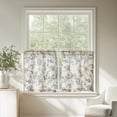 thumbnail image 2 of Floral Kitchen Curtains for Windows 24 Inch Farmhouse Country Linen Tier Curtains Botanic Small Window Drapes for Living Room Bathroom Laundry RV Rod Pocket Rustic 2 Panels Blue on Beige, 2 of 8