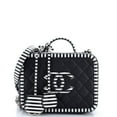 thumbnail image 1 of Pre-Owned Filigree Vanity Case Quilted Caviar with Striped Leather Large By Rebag, 1 of 8