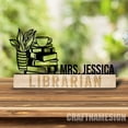 thumbnail image 3 of Craftnamesign Custom Wooden Librarian Desk Name Plate, Library Metal Nameplate, Desk Nameplate, 3 of 5