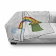 thumbnail image 2 of St Patrick's Day Soft Flannel Fleece Blanket, Leprechaun Hat Pot of Gold Fortune Wealth Rainbow Illustration, Cozy Plush for Indoor and Outdoor Use, 50" x 60", Reseda Green Baby Blue, by Ambesonne, 2 of 5