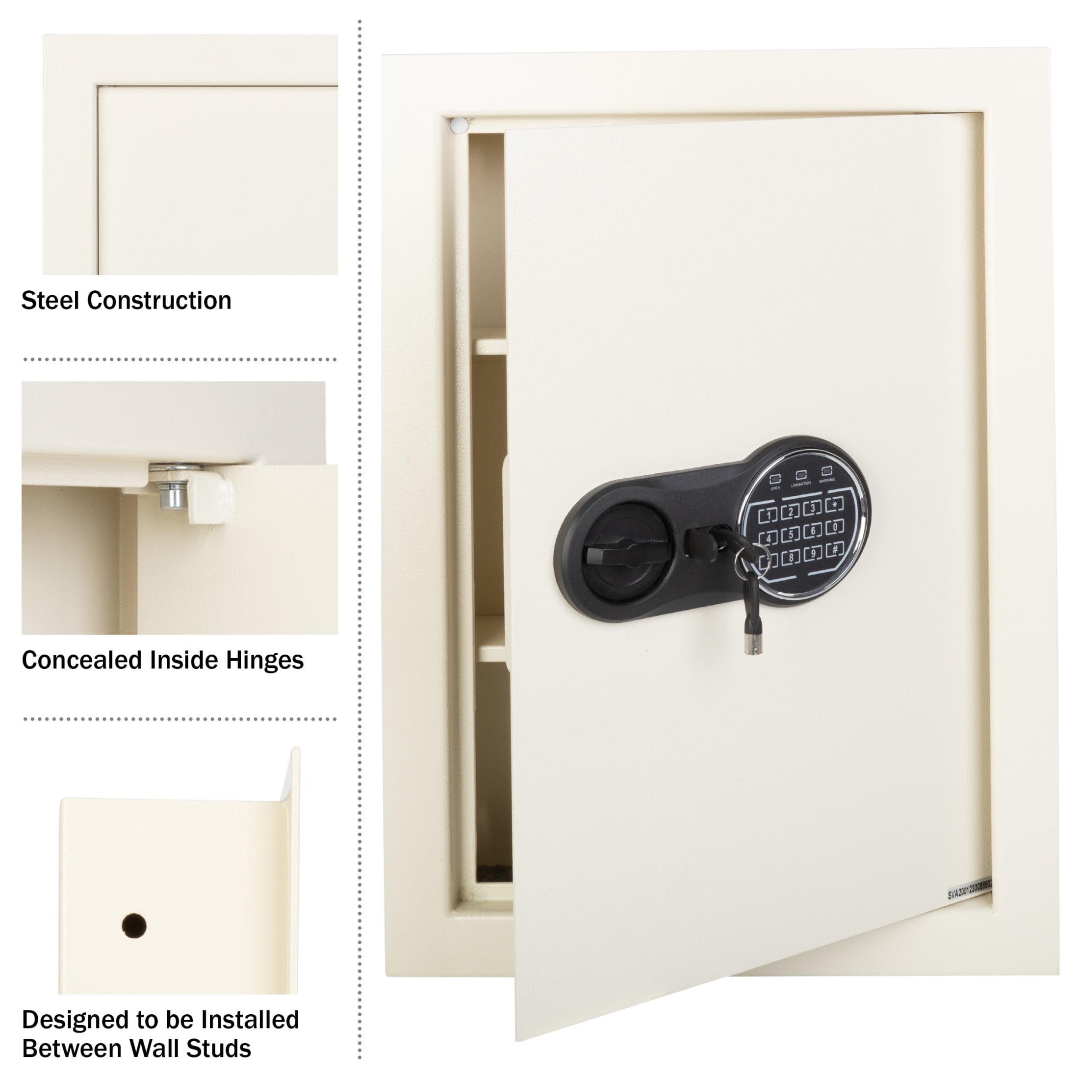 Paragon Safes In-Wall Safe with Digital Keypad and 2 Override Keys (Cream)