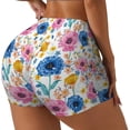 thumbnail image 2 of Sigee Rose Flowers Print Women's High Waist Workout Shorts - Squat Proof, Tummy Control, Yoga and Gym Activewear-, 2 of 9