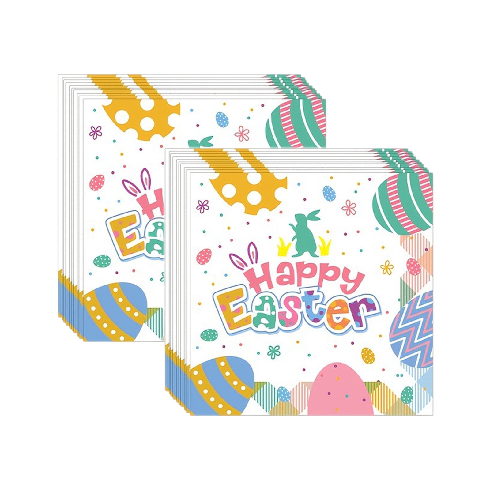 Lksixu Easter Decorations Easter Paper Towel Heavy Duty Easter Dinnerware Sets with Easter Eggs Bunny for Spring Holiday Easter Party Supplies Disposable Paper Towel 20Pcs Spring Decor for Home Party