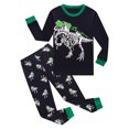 thumbnail image 2 of Bjutir Boys Dinosaur Print Pajamas Set Homewear Long Sleeve Cartoon Pajamas Fall Winter Kids Sleepwear Black Size 12-18 Months, 2 of 9