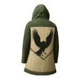 thumbnail image 5 of Viking Long Hoodie Cardigan Print Hooded Sweatshirt Style Sweater Relaxed Fit Open Front Army Green L, 5 of 5
