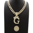 thumbnail image 3 of iJewelry2 Kings and Queens Crowned Initial Letter G Crystals Pendant Gold-tone Cuban Linked Chain Necklace, 3 of 3