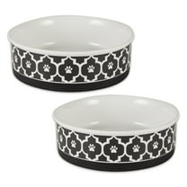 Bone Dry Lattice Pet Bowl, Dishwasher Safe, Large, 7.5x2.4", Black, 2 Count