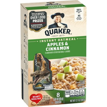 Quaker Instant Oatmeal, Apple & Cinnamon, 12.1 oz, 8 Packets