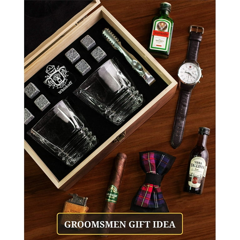 Drinking Glasses Whiskey Stones Gift Set By Royal Reserve, Artisan