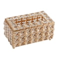 thumbnail image 2 of Caja de pañuelos de cristal de lujo, 2 uds., cubre servilletas, organizadores de soporte de papel E dorado + plateado, 2 of 9