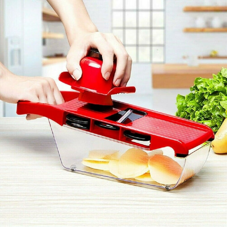 Kitchen Formula Mandolin Slicer- Julienne + Dicer for Vegetables, Multifunctional Safe Vegetable Cutter, Chopper- Pump'n'slice Chopper & Slicer