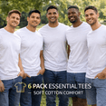 thumbnail image 2 of SOCKS'NBULK 6 Pack Mens Cotton Crew Neck Short Sleeve Casual T-Shirts White Lightweight Bulk (White, Medium), 2 of 7