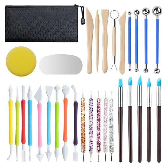 31pcs Clay Tools,Pottery Tools Kit,Air Dry Clay Tools,Polymer Clay Dotting Tools,Ceramic Supplies for Kids and Adults,Sculpting,Modeling,Shaping$$