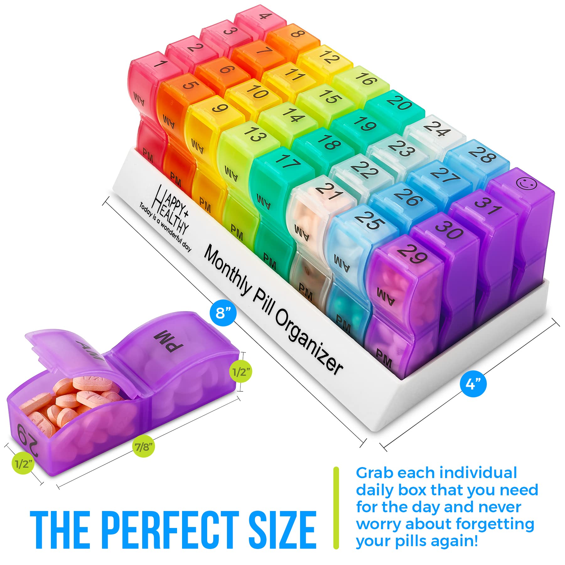 MEDca Monthly Pill Organizer (Pack of 2) AM/PM, 32-Day Daily Organizer