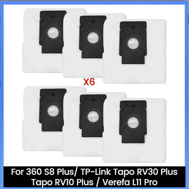 Bolsa para Polvo para Aspiradora Robot 360 S8 Plus/ RV30 Plus / RV10 Plus / Verefa L11 Pro, 6 Piezas
