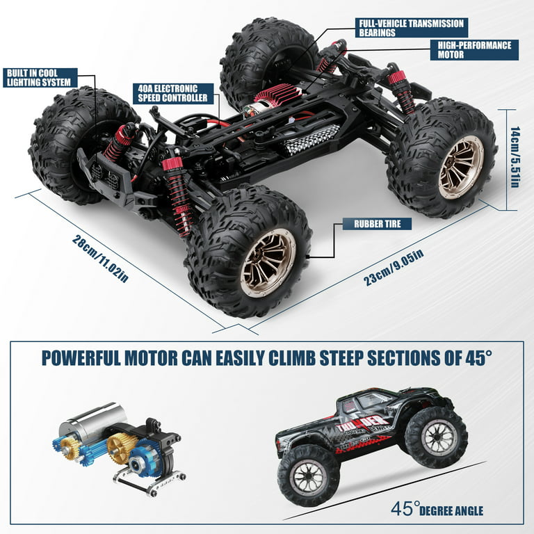 Hot Bee Remote Control Car 1:16 RC Cars 40+km/h 4WD Off Road Monster Truck  with Lights Gift for Boys Kids and Adults