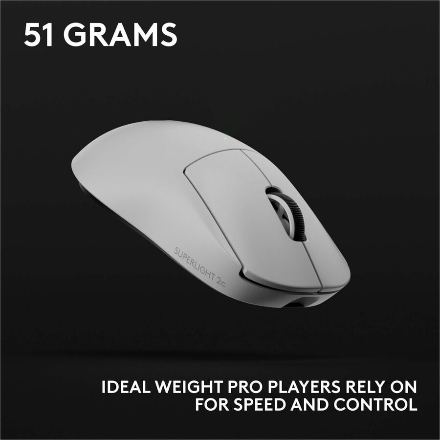 Logitech G PRO X SUPERLIGHT 2c wireless gaming mouse, 51 g pro-grade compact mouse with 5 programmable buttons, USB-C charging, 44K DPI sensor, up to 8 kHz polling for PC/Mac, White