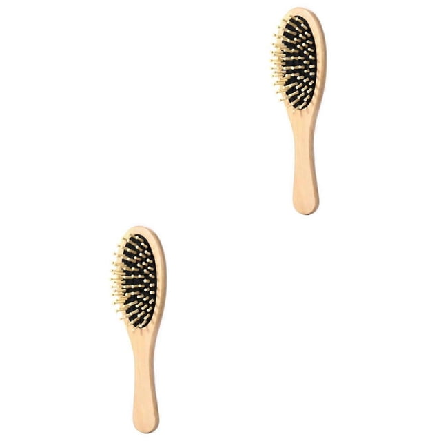 Juego de peine de madera y cepillo masajeador del cuero cabelludo para desenredar suavemente el cabello y revitalizar el cuero cabelludo.