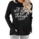 thumbnail image 4 of Jersey de cuello redondo para mujer, jersey de manga larga transpirable con patrón de alfabeto, Tops para mujer con bolsillo para uso diario, negro XL, 4 of 6