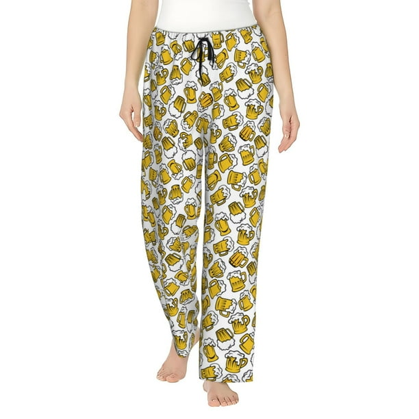 Balery Beer Pantalones de pijama para mujer, pijamas ultraligeros, pantalones de estar por casa-Large
