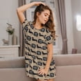 thumbnail image 3 of Easygdp Dachshund Dog Woof Camisón de manga corta para mujer, informal, estampado, 3 of 6