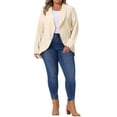 thumbnail image 2 of Agnes Orinda Women's Plus Size Knit Cardigan Lapel Long Sleeve Open Front Irregular Hem Casual Soft Sweater Cardigans 3X Beige, 2 of 6