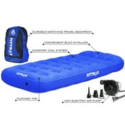 Pittman Outdoors - Blue Kids Air Mattress | Includes Electric Pump & Colorful Travel Backpack | Puncture-Resistant & Easy-Inflate
