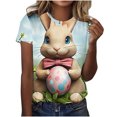 thumbnail image 1 of Tops de Ajuste Suelto para las Mujeres Sudadera Casual Impresa Manga Corta Cuello Redondo Superior, Poliéster, 1 of 5