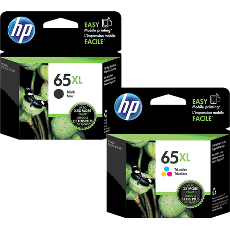 HP 65XL High-Yield Black; Tri-Color Original Ink Cartridge  2/Pk N9K04AN  N9K03AN HP 65XL High-Yield Black; Tri-Color Original Ink Cartridge  2/Pk. GLOBAL PRODUCT TYPE: Print and Imaging Supplies-Ink/Ink Cartridges. PAGE-YIELD: 3 000. DEVICE TYPES: Printer. MARKET INDICATOR (CARTRIDGE NUMBER): 65XL