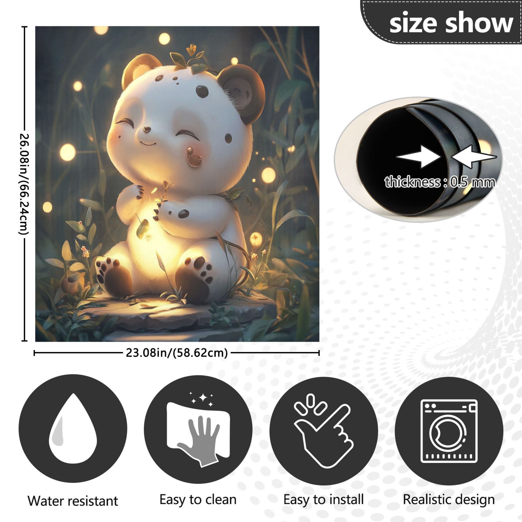 Dishwasher Magnetic Sticker 23x26 Inch Refrigerator Magnetic Sticker Washing Machine Magnetic Sticker Kitchen Panel Magnetic Sticker Home Decor Grey Cartoon Bear