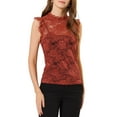 thumbnail image 1 of Blusa sin mangas de encaje con volantes semi transparente para mujer Inspire Chic color rojo oscuro M, 1 of 7