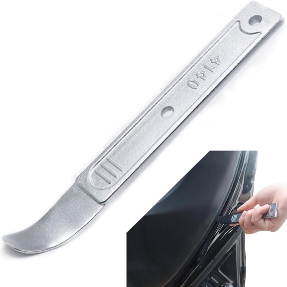 Heavy-Duty Auto Sheet Metal Pry Bar | Durable Steel Body Repair Tool for Upholstery & Trim Removal, 4140 Pry Tool-Silvery