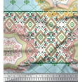 thumbnail image 1 of Soimoi Rayon Crepe Fabric Check & Mandala Patchwork Print Fabric by the Yard 46 Inch Wide, 1 of 3