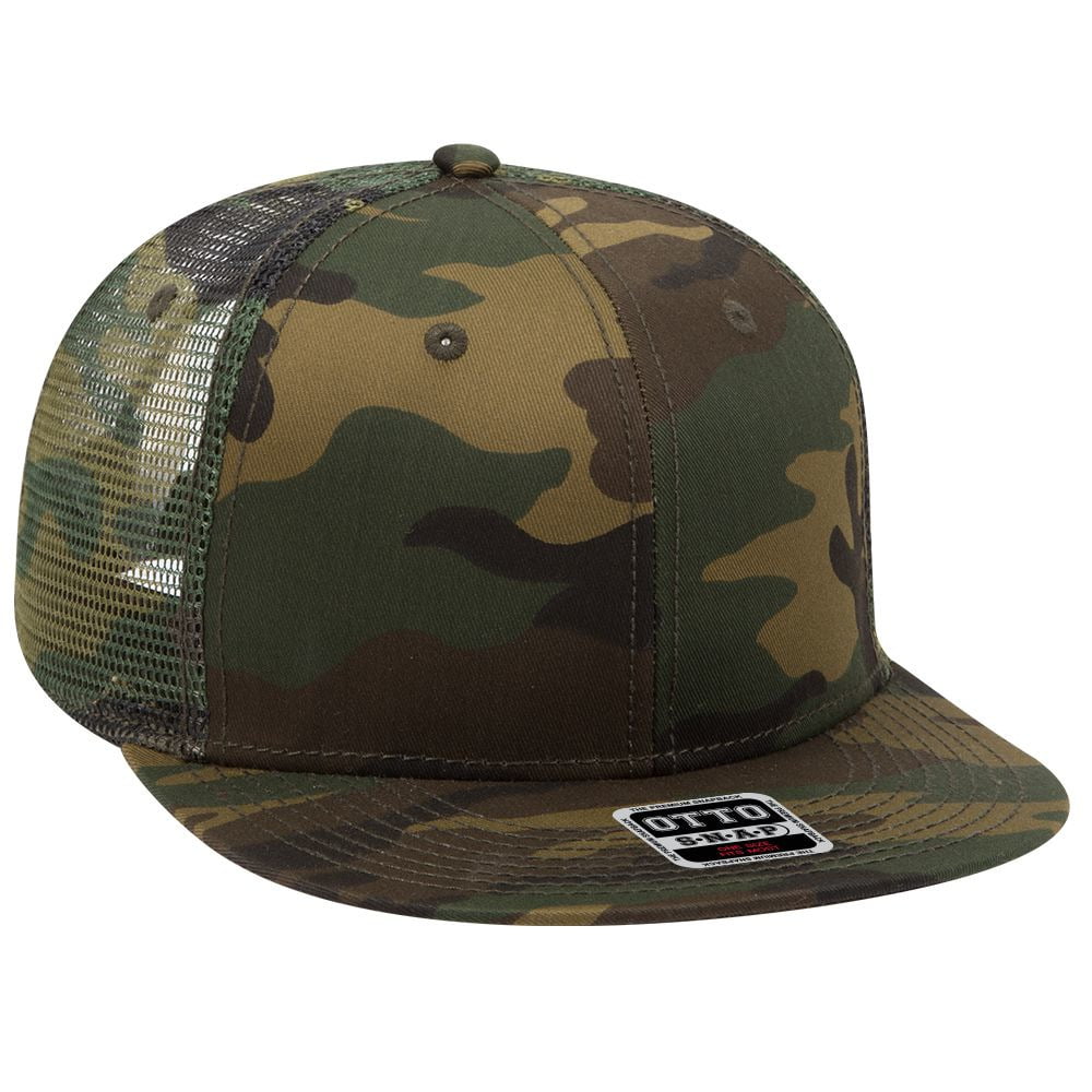 Otto Cap Camouflage Cotton Twill Flat Visor Pro Style Mesh Back Caps