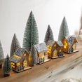 thumbnail image 1 of 12 piezas/conjuntos de aldeas de Navidad, 4 piezas de blanco nev casas de Navidad con 8 piezas de navidad iluminadas casas de aldea navideña decoración rústica para la mesa de la mesa, juegos de a, 1 of 3