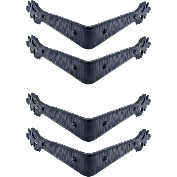 4 Pack - 6 Inch Metal Corner Bracket for Furniture - Black - Handmade Decorative Corner Braces - Rustic Metal Corner Brackets for Tables, Desks, Shelves, Boxes and Chests - The Tuscan Series